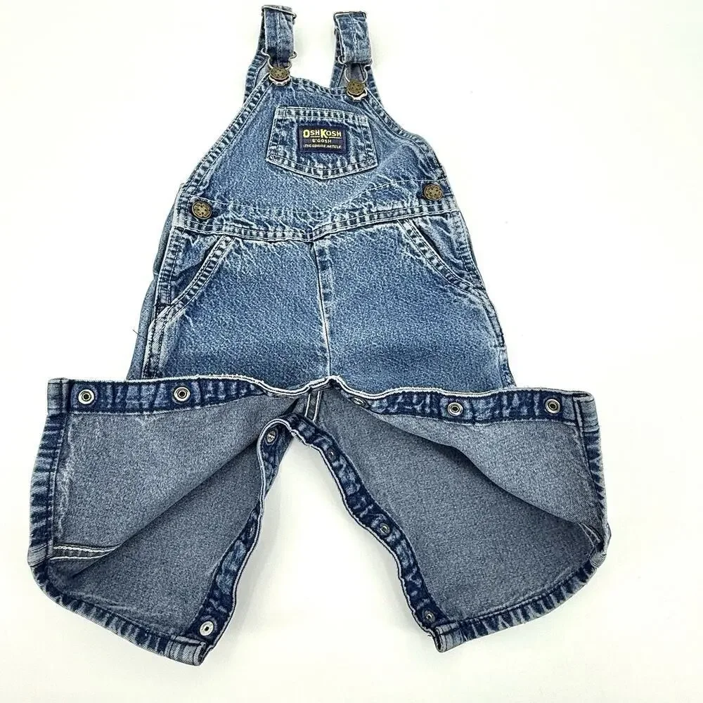 Vintage OshKosh B'gosh Bib Overalls 12m Blue Denim VESTBAK Made USA 80s-90s